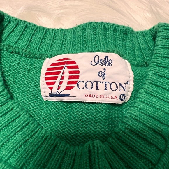 Vintage- Isle of Cotton Green Crewneck Sweater men’s size Medium Unisex - Picture 4 of 7